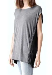 All Saints gray Soph tee metal chained trim size 10 new