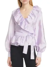 Stine Goya Carly Ruffle Wrap Blouse purple sz XL