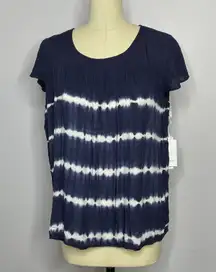 Vicinity Short Sleeve Tie Dye Top- Navy L