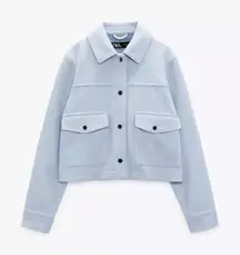 Zara Cropped Soft Jacket in Sky Blue