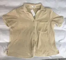 COPY - Frankie’s bikinis beige fleece top M NWT