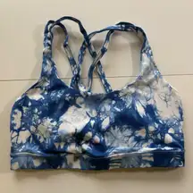 Lululemon Align Bra Tie Dye Blue White Sports Bra Strappy Back Size 8