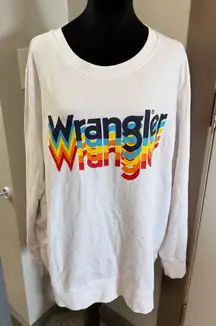 Wrangler‎ Women's White Crewneck Sweatshirt Oversized Colorful Logo Spellout 1X