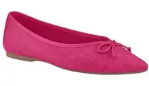 Birdies The Goldfinch Raspberry Raffia Bow Ballet Pointed Toe Flats