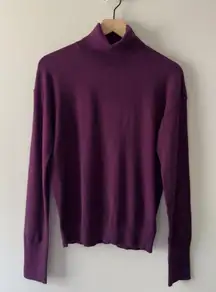 Express Deep Purple Turtleneck Sweater Long Sleeve Tight Knit Soft Solid Autumn
