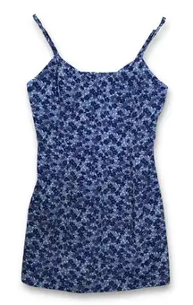 VTG Express Blue Floral Print Spaghetti Strap Romper Women's Size 9/10