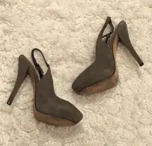 DV by Dolce Vit Leather Suede Slingback Heels Grey 7.5