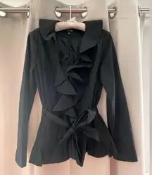 Apt. 9 Black Ruffled Belted Tie Jacket Size Small