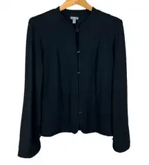 J Jill Cardigan Sweater Jacket Womens Medium Black Button Up Long Sleeve Stretch