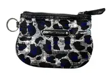 Womens Betsey Johnston Sequin Bling Animal Print Coin Change Purse