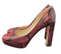 Diane Von Furstenberg DVF Womens Heels Pumps Size 8.5 Red Black Snake Skin