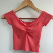 Womens  ribbed pink cropped tee size extra small XS