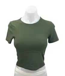 Aritzia TNA Action Green Crewneck Short Sleeve Activewear Crop Tee T-shirt Top S