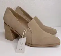Joie x Anthropolog Shoes 8.5 Wevenly Suede Block Heel Closed Toe Tan Leather