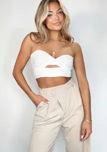 Lane 201 White Bandeau Top