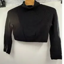 Keith Black Ribbed‎ Knit Turtleneck Cropped Long Sleeve Sweater