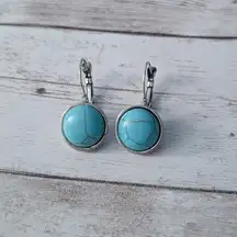 Turquoise Tone & Silver Tone Dangle Earrings for Pierced Ears