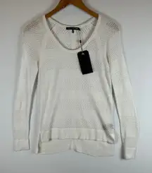 NWT‎ Rag & Bone Genevieve Raglan Pullover Top Knit Sweater White XS **FLAW**