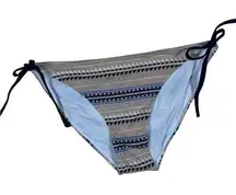 lemlem Shimmery Gold Aztec Print String Swim Bikini Bottoms Swimwear Large NWOT