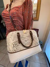 Brahmin Vivian Dome Ivory tri texture Crossbody/satchel bag