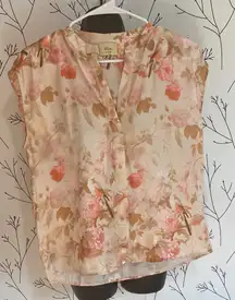 Elle Women's Floral Blouse - Pink and Tan