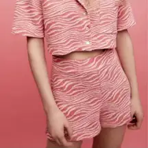 Zara Womens‎ Zebra Stripe Knit Beach Shorts Orange Medium