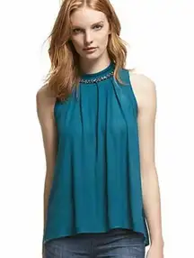 Robert Rodriguez Teal Embellished Collar Blouse