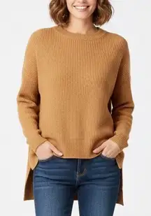 CHELSEA 28 Tan Ribbed Knit Crew Neck Pullover Sweater XS