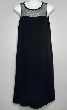 Eileen Fisher  Black Silk Georgette Crêpe Lace Dress