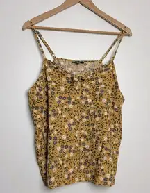 |Yellow Floral Print Spaghetti Strap Tank sz 1x