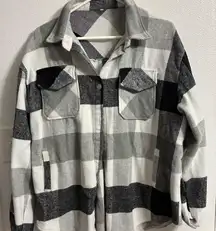 Black and White Plaid Shacket Jacket XXL