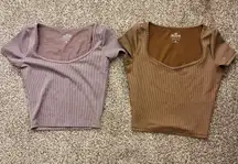 holister purple & brown crop top (both) 
