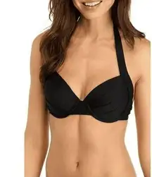 Calvin Klein Bikini Top Convertible Neck Strap Molded Cup Underwire Black XS