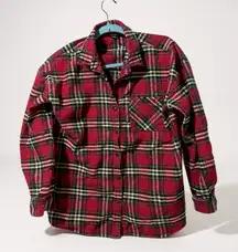 Wild Fable Women Plaid Flannel‎ Shirt Red Black Long Sleeve Button Up Top XL