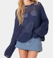 EDIKTED Seeing Stars Oversized Sweater Blue Women’s Size Small