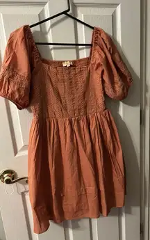 Orange  Puff Sleeve Dress