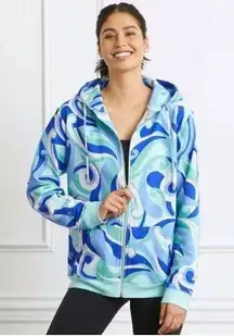 Hill House The Allie Zip-Up Jacket in Ocean Kaleidoscope Print Size S