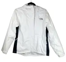 The North Face Womens Jacket Sz Medium White Black Hooded Ski Wind Snow Jacket