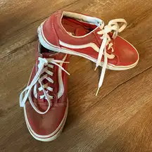 Vans Old Skool Size US Men 6 W 7.5 RED WHITE Classic 100% Original Skater Shoes