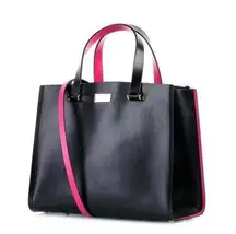 Kate Spade  Black Sweetheart Pink Kyra Arbour Hill Leather Tote