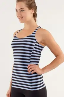 Lululemon  'Free To Be' Sea Stripe Polar Haze Black Striped Yoga Workout Bra Tank