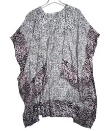 American Eagle Kimono OS‎ Pink Black Leopard Print Topper Cover Up Beach Casual