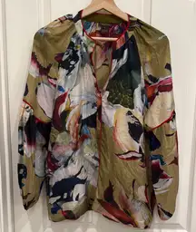 Anthropologie Vineet Bahl silk art print blouse