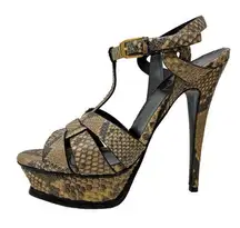 Saint Laurent  YSL Tribute 105 Python Platform Strap Heels Sandals size 38 US8