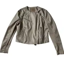 Blank NYC Sandstone Faux Leather Collarless Jacket Women Size Medium | 68-50