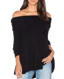 FREE PEOPLE Cowl Neck Strawberry Fields Sweater Black Size XS Off the Shoulder