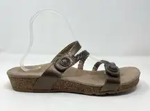 Janey Braided Leather Bronze Slip On Comfort Sandals Slides Womens 10.5