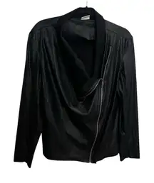 Mote Women's XL Black Faux Leather Moto Jacket Full Zip Lightweight