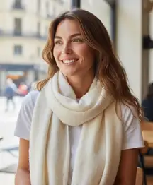 FatFace UK Blanket Scarf Wrap Shawl Natural Ivory Fringe Cozy Oversized 82" Gift