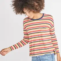 MARINE LAYER Merritt Crew in Rosewood Stripe Spring Top Size XS